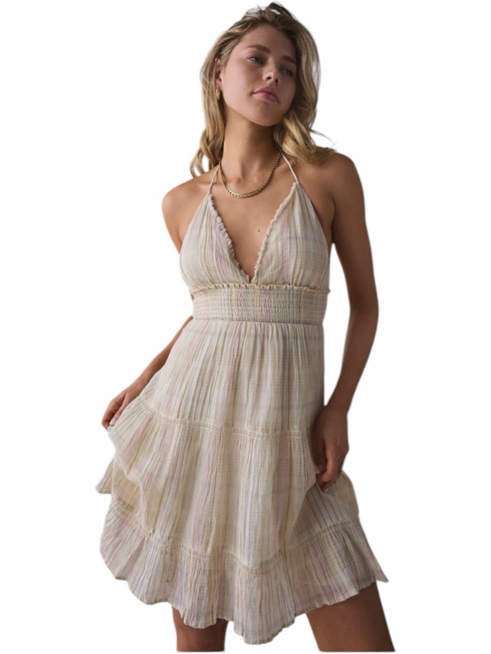 Kimchi Blue Phoebe Cotton Open-Back
Halter Knee Length Dress